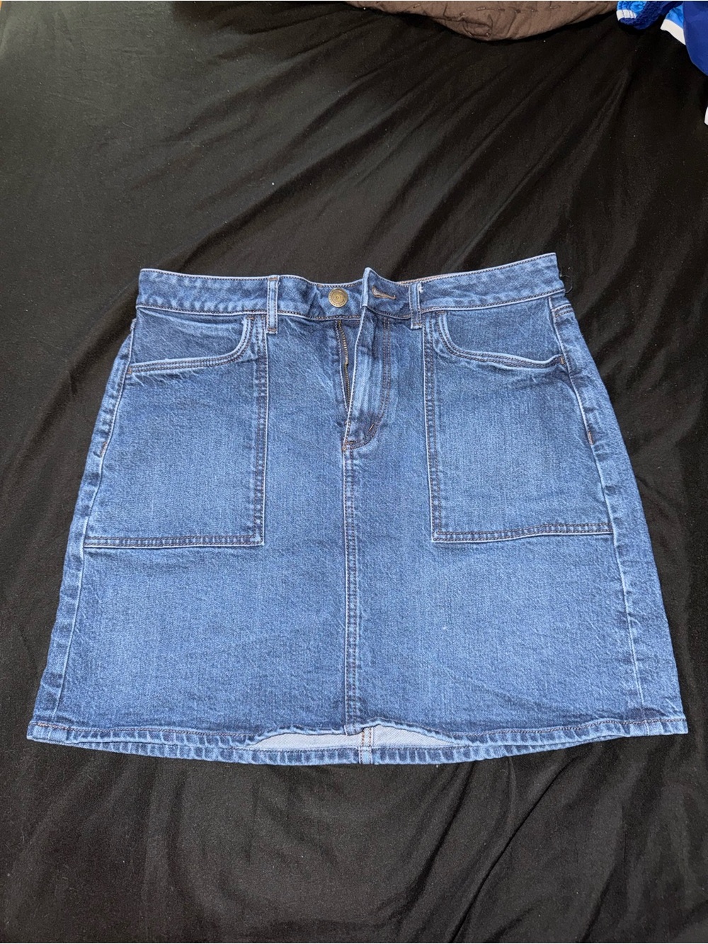 LOFT Blue Denim Patch-Pocket Mini Skirt